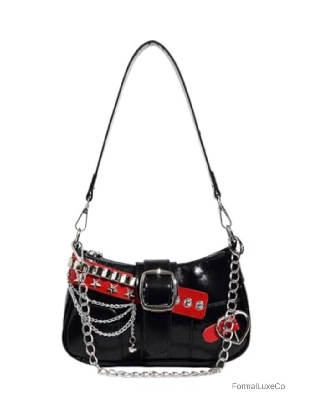 Star Embroidery PU Leather Mini Chain Hobo Handbag Shoulder Purse